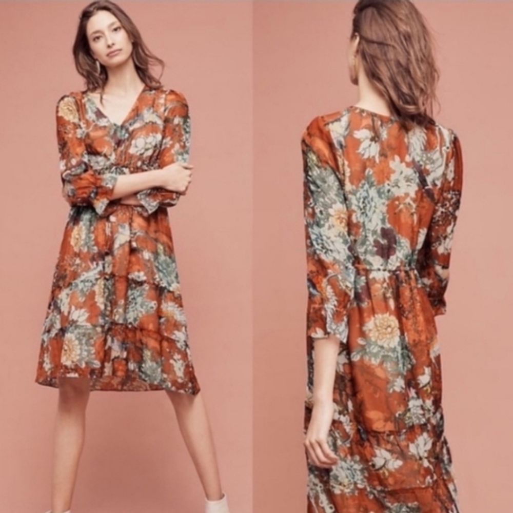 Anthropologie Hemant & Nandita Zeri Tiered Billowy Peasant Dress 12P